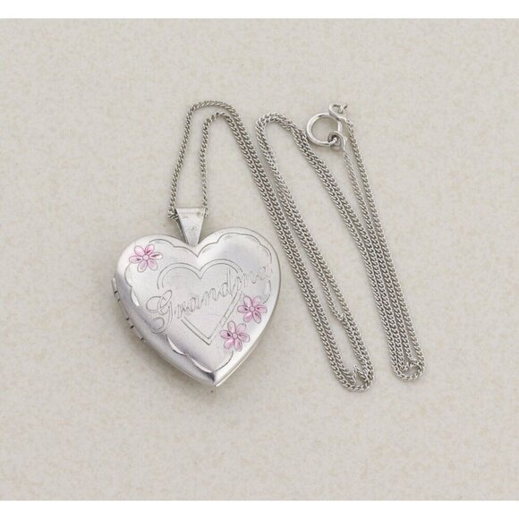 Unbranded Jewelry - Sterling Silver Grandma Heart Locket Necklace 18" Chain